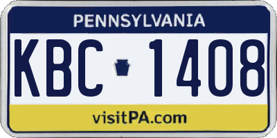PA license plate KBC1408