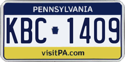 PA license plate KBC1409