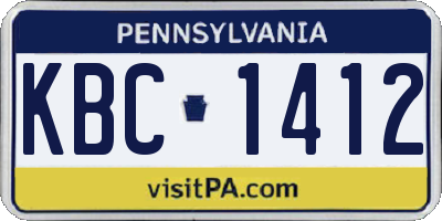 PA license plate KBC1412