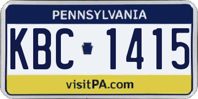 PA license plate KBC1415