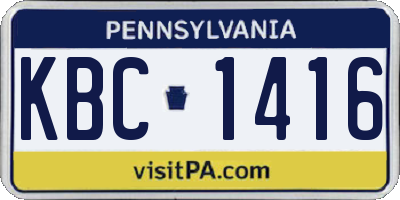 PA license plate KBC1416