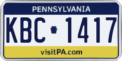 PA license plate KBC1417