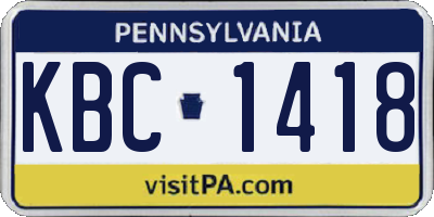 PA license plate KBC1418