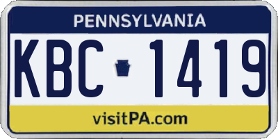 PA license plate KBC1419