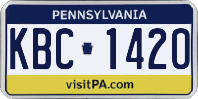 PA license plate KBC1420