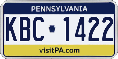 PA license plate KBC1422