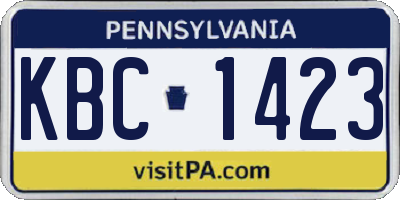 PA license plate KBC1423
