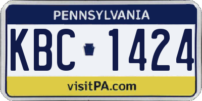 PA license plate KBC1424