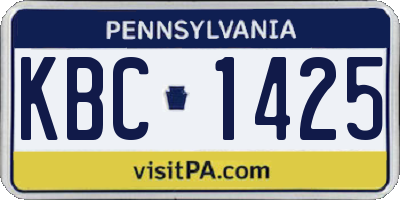 PA license plate KBC1425