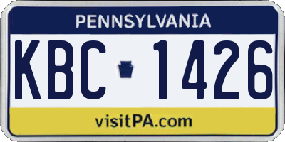 PA license plate KBC1426
