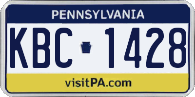 PA license plate KBC1428