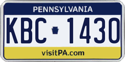PA license plate KBC1430