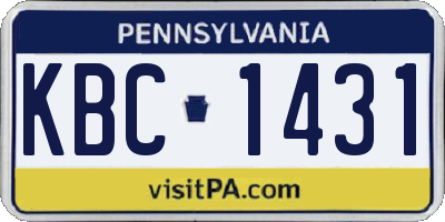 PA license plate KBC1431
