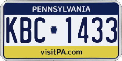 PA license plate KBC1433