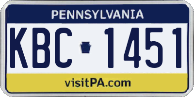 PA license plate KBC1451