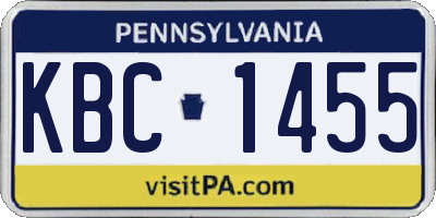 PA license plate KBC1455