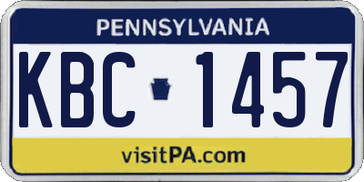 PA license plate KBC1457