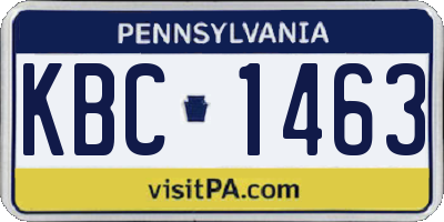 PA license plate KBC1463