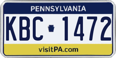 PA license plate KBC1472