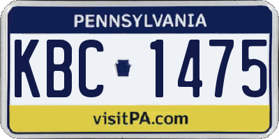 PA license plate KBC1475