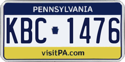 PA license plate KBC1476