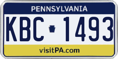 PA license plate KBC1493