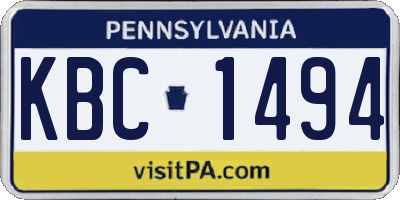 PA license plate KBC1494