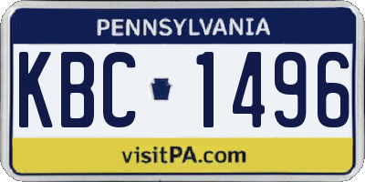 PA license plate KBC1496