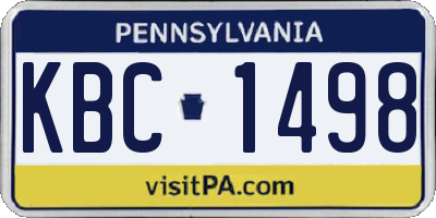PA license plate KBC1498