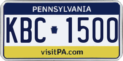PA license plate KBC1500