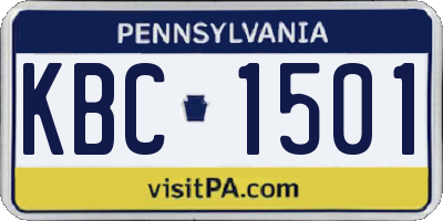 PA license plate KBC1501