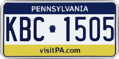 PA license plate KBC1505