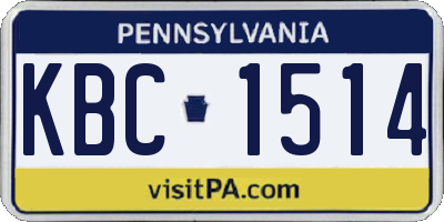 PA license plate KBC1514
