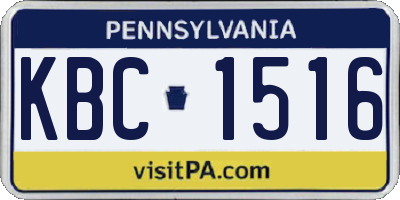 PA license plate KBC1516
