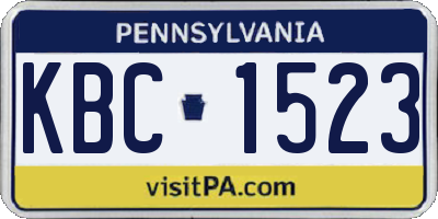 PA license plate KBC1523
