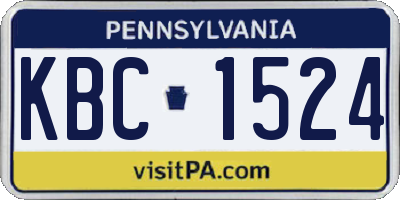 PA license plate KBC1524
