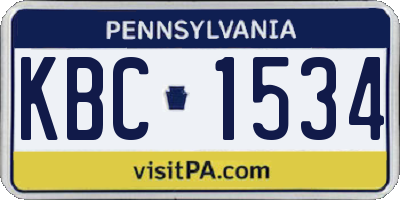 PA license plate KBC1534