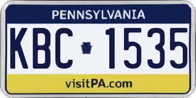 PA license plate KBC1535