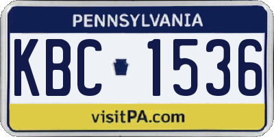 PA license plate KBC1536