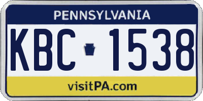 PA license plate KBC1538