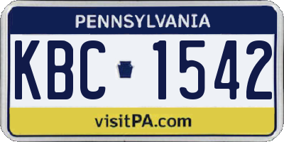 PA license plate KBC1542