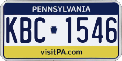 PA license plate KBC1546