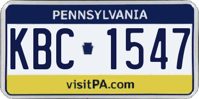 PA license plate KBC1547