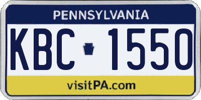 PA license plate KBC1550