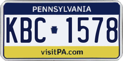 PA license plate KBC1578