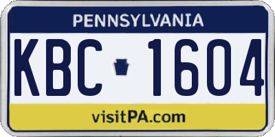 PA license plate KBC1604