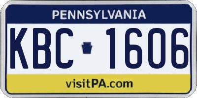 PA license plate KBC1606