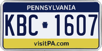 PA license plate KBC1607