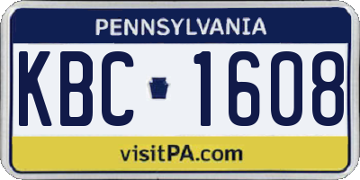 PA license plate KBC1608
