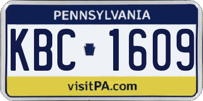 PA license plate KBC1609